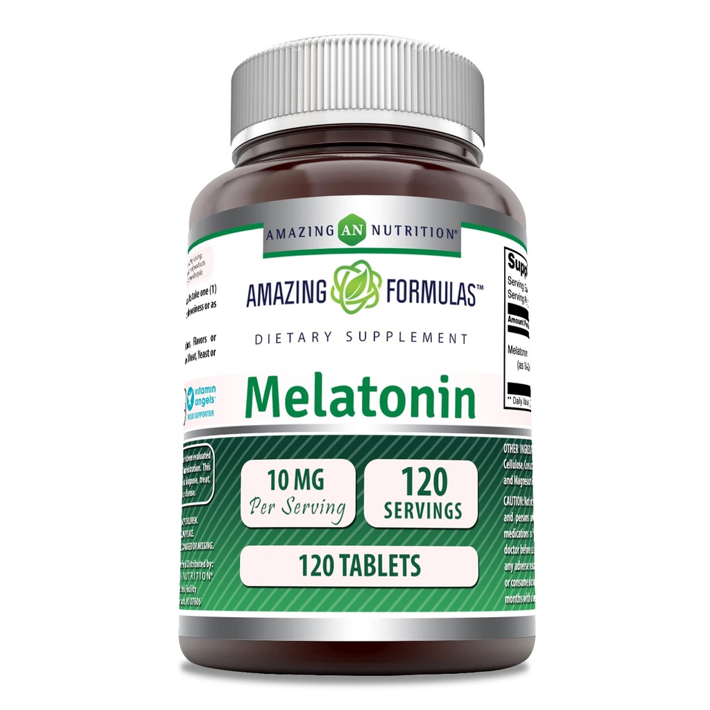 Fantastiska formler Melatonin 10 Mg Supplement | Tabletter | Icke-GMO | Glutenfri | Made in USA (1 Pack | 120 greve)