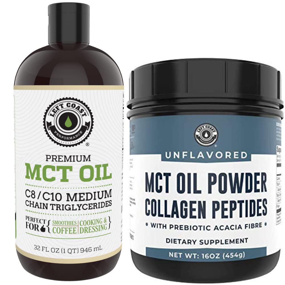 Vänsterkusten Performance 32oz Premium MCT Oil och 16oz Unflavored MCT + Collagen Powder