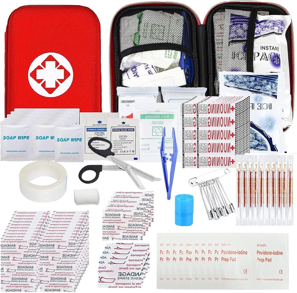Bil första hjälpen Kits 275Pcs Survival Gear Home Travel Storlek liten nödkit Taktisk vandring EVA Camping Essentials Backpack Sports Office Båt brådskande olycka