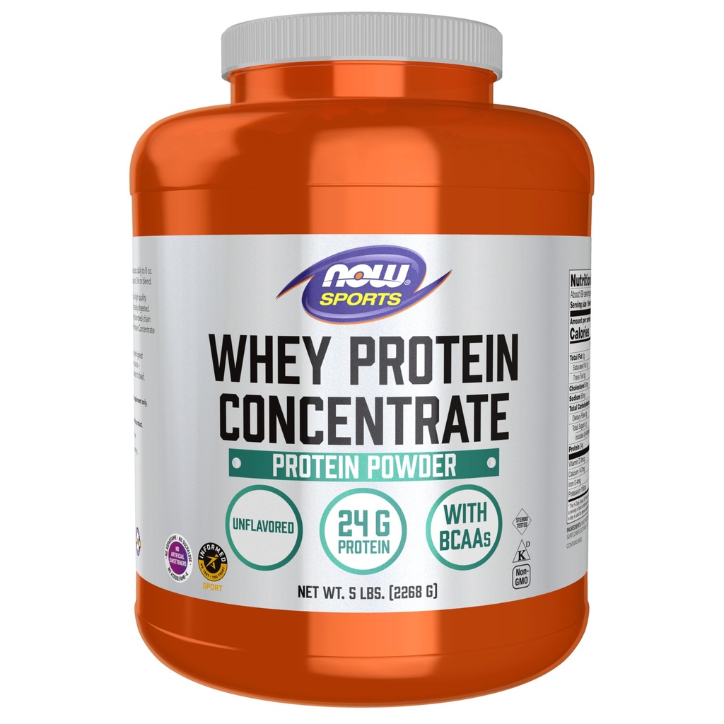 Nu Foods Sports Nutrition, Whey Protein Concentrate, 24 G med BCAA, Unflavored Powder, 5-pund