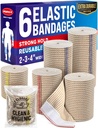 High-Performance Elastic Bandage Wrap - 6 Pack (2x2in, 2x3in, 2x4in) - Självstängande Strong Compression Bandage Wrap för fötter, fotleder, handleder och knän