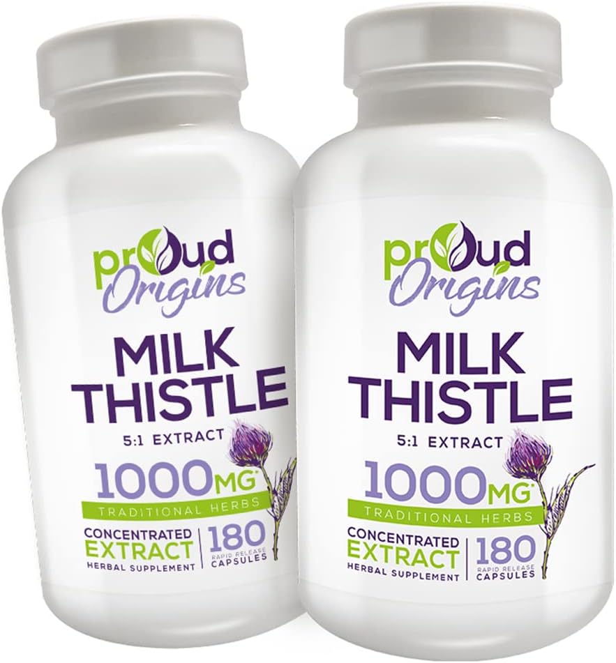 1000mg Milk Thistle hjälper till att upprätthålla hälsosam leverfunktion, optimera hälsa, snabb frisättning, glutenfria kosttillskott - 6-månaders leverans (2 paket)