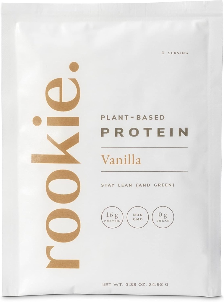 Rookie Wellness Plant-Based Probiotic Protein - Organic Pea Protein Powder med komplett Amino Acid Profile, Gut-Healthy Prebiotics & Probiotics, & Över 25 Vitaminer & Minerals (10 Sachets, Vanilla)