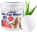 Hund Eye Wipes, Hund Tear Stain Remover för hundar och katter, 120pcs Remove Eye Discharge, Coconut Oil Cat Eye Wipes, Tear Stain Wipes för hundar förhindrar ögoninfektioner, naturliga ingredienser