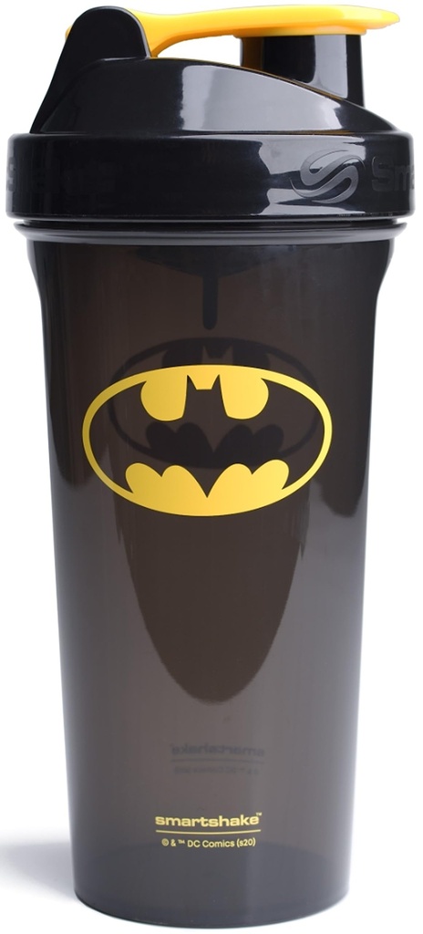 Smartshake Lite Justice League Protein Shaker Bottle 800ml - DC Comics Water Bottle, Leakproof BPA Free Gym Shaker Bottle för Protein Shakes och Protein Powder - Batman Logo