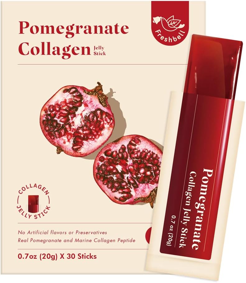 Pomegranate Collagen Jelly Stick (20g x 30 Sticks) Marine Collagen Peptide med 100% Real Spain Pomegranate - Inga konstgjorda smaker - Inga konserveringsmedel - Inga extra socker - Easy-to-Absorb