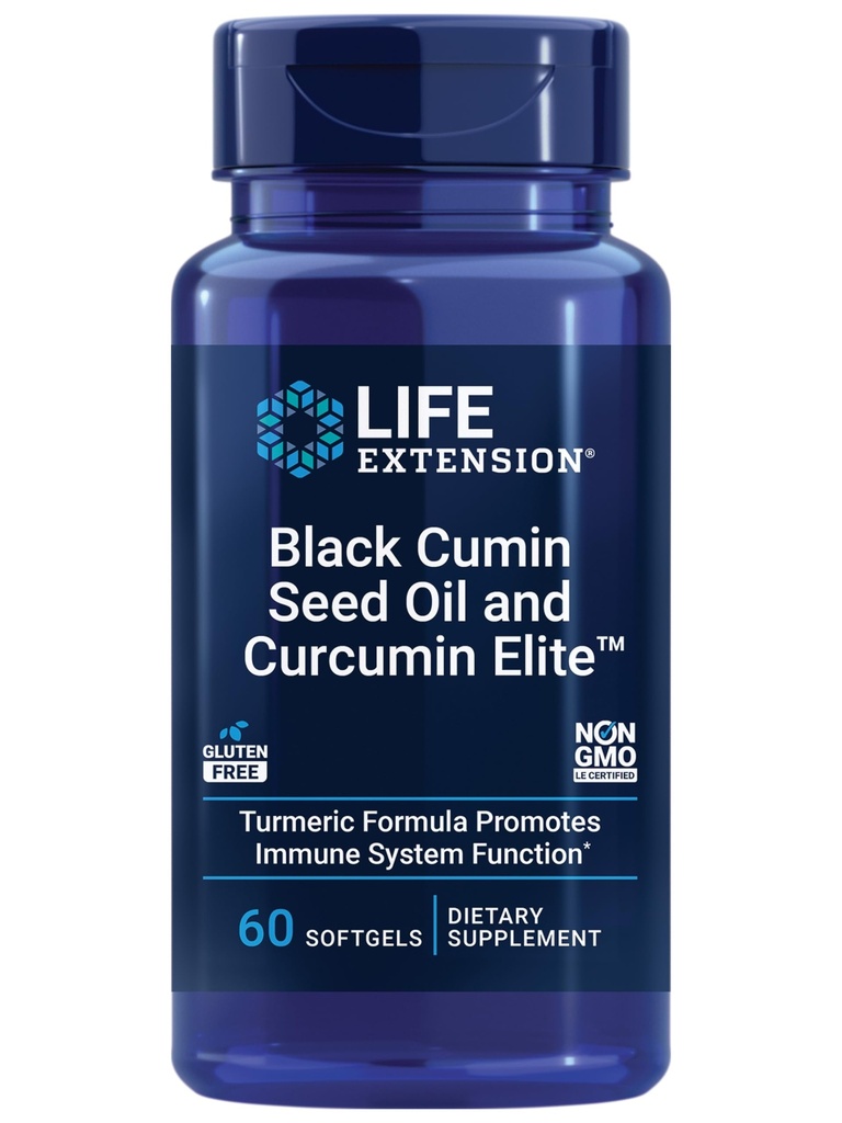 Life Extension Black Cumin Seed Oil och Curcumin Elite, Black Cumin, Turmeric Extract, Immune Health Support, hög biotillgänglighet, Whole-Body Health, Gluten Free, Non-GMO, 60 softgels