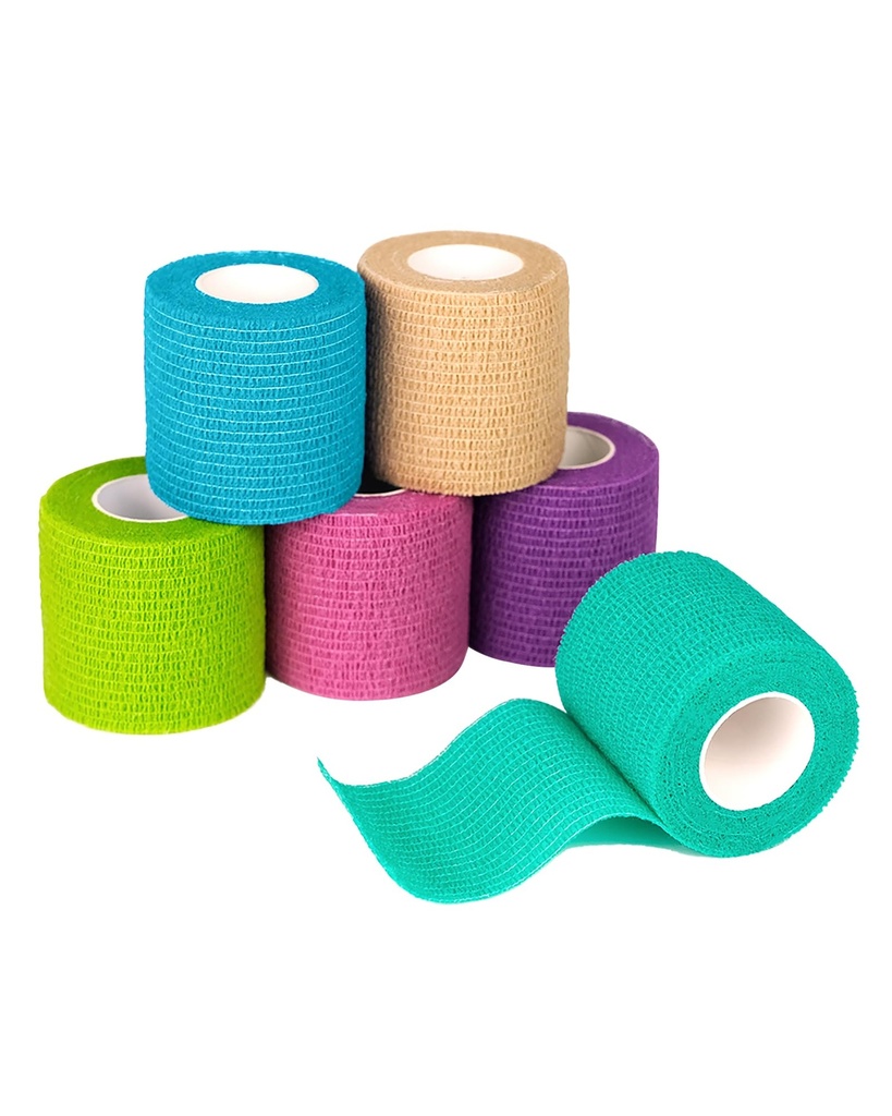 FriCARE Självhäftande bandage Wrap, medicinsk tejp i första hjälpen Kit, sammanhängande bandage för sår Sport Vet, 2 inches X 5 Yards 6 Rolls, Rainbow