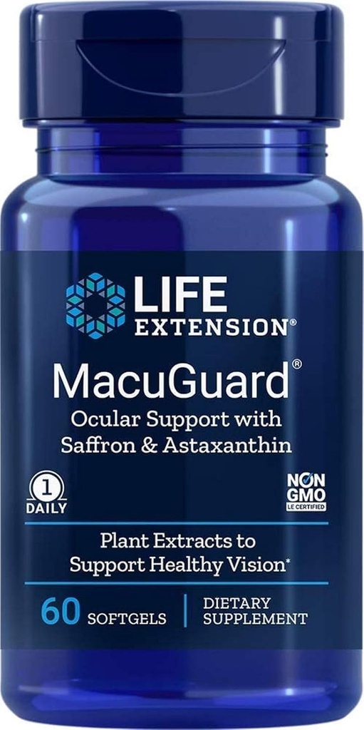 Life Extension Macuguard Ocular Support Plus Astaxanthin, 60 mjukgels