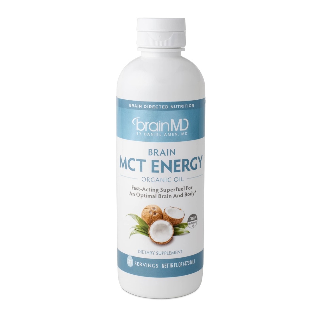 Dr Amen BrainMD Brain MCT Energy - 16 fl oz - Energistöd för hjärna och kropp - förbättrar fokus och mättnad - ren och snabbverkning - Glutenfri - 31 portioner