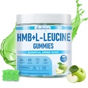 HMB och L-Leucine Gummies, 3000mg, med Trehalose, för muskeltillväxt, muskelavlastning och träningsåterhämtning, för vuxna och äldre, icke-GMO, Vegan, Gluten Free, Apple Flavor, 120