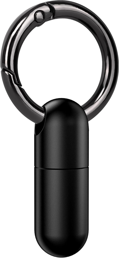 Micro Keychain Pill Holder Titanium Waterproof Mini Pill Container för akutmedicin, Travel Purse Pocket (Black)