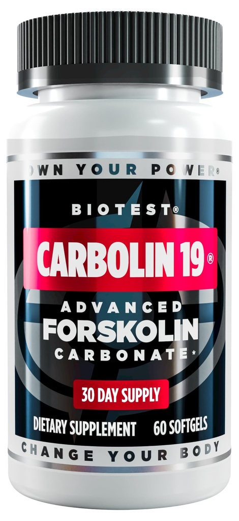 Biotest Carbolin 19 - Längre Forskolin för fettförlust och metabolisk prestanda, * 30 portioner - 60 Softgels