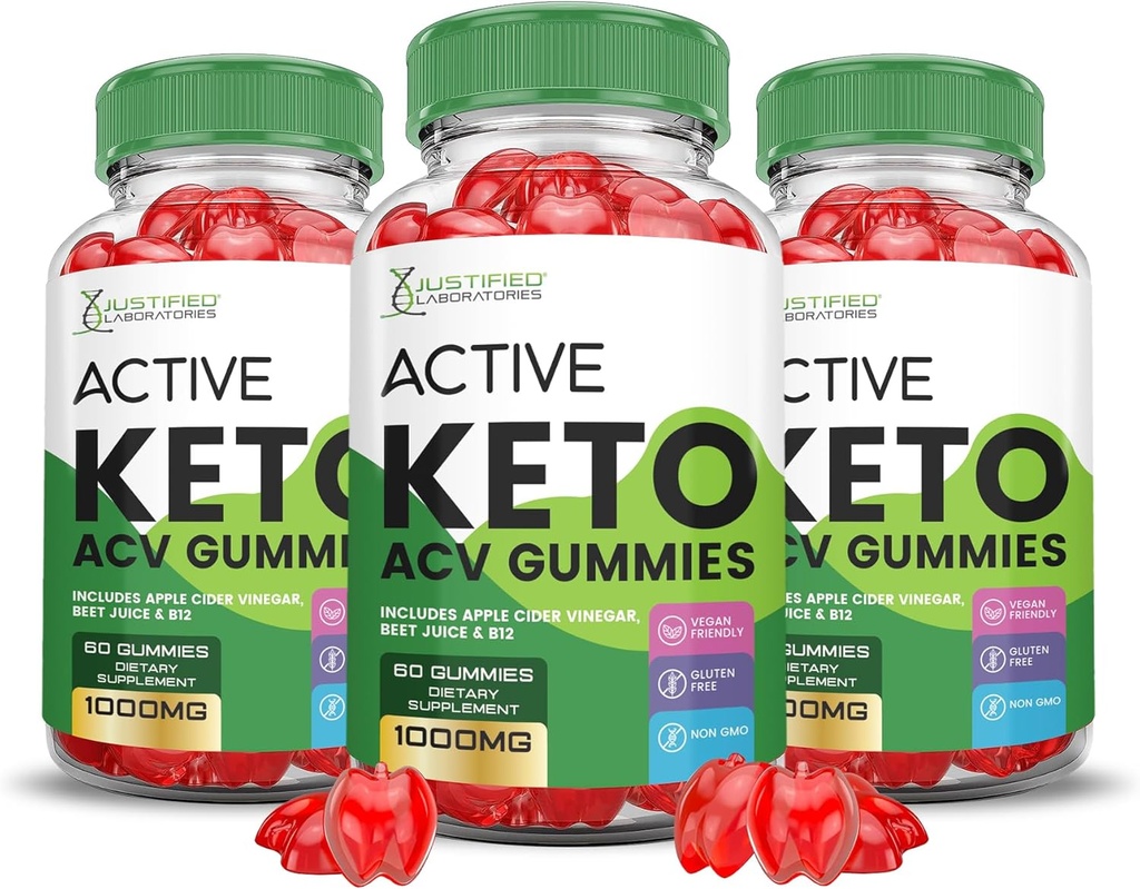 (3 Pack) Aktiv Keto ACV Gummies Advanced Formel 1000MG ActiveKeto Keto Gummies Apple Cider Vinegar Formulerad med Pomegranate Beet Juice Powder B12 Vegan Non GMO 180 Gummys