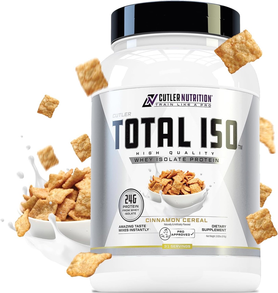 Total ISO Whey Isolate Protein Powder: Best Tasting Whey Protein Shake med 100% Whey Protein Isolat, Perfekt Post Workout Protein Powder Mix och Meal Replacement Drink, Cinna Cereal, 2 pund