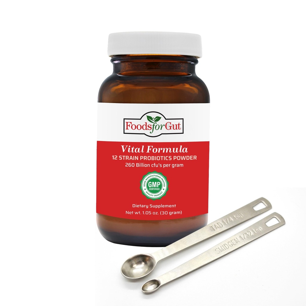 Livsmedel för Gut Vital Formel 12 Strain Probiotics Powder 260 miljarder CFU | Made in USA | Digestive & Immune Support | Hög styrka | 30 Gram (1,05 Oz)