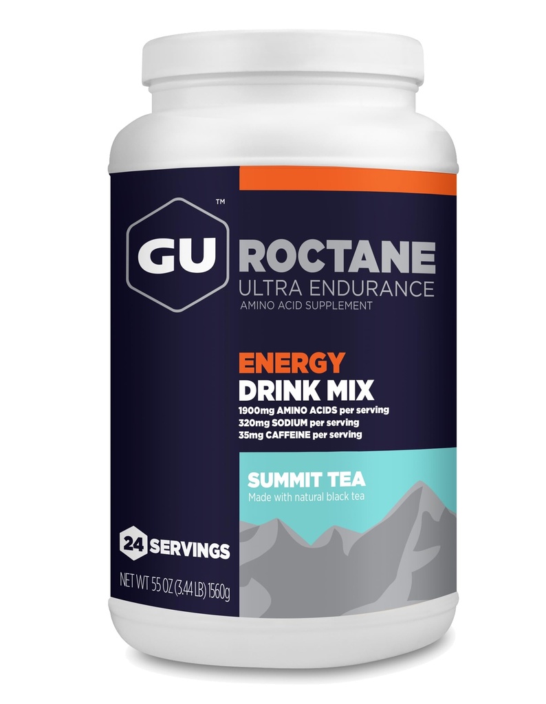 GU Energy Roctane Ultra Endurance Energy Drink Mix, Vegan, Gluten-Free, Kosher, 35mg koffein och Dairy-Free n-the-Go Energi för varje träning, 3,44 pund Jar, Toppmöte Tea