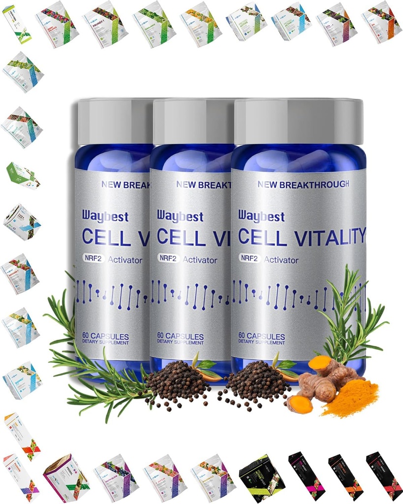 Oxidativ stressavlastningsformel av Waybest Cell Vitality NRF2 Activator (180 Vegan Capsules),Nutritional Antioxidant Anti-Aging Health Supplements,Blend of 5 Natural Herbal Phytonutrients Ingredients