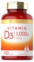 Carlyle Vitamin D3 1000IU | 400 Softgels | Hög styrka | Non-GMO & Gluten fri tillägg