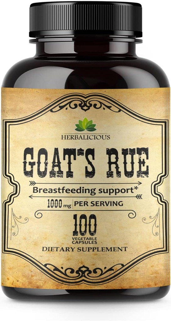 HERBALICIOUS Goats Rue Capsules 1000mg - Natural Goats Rue Herbal Supplement - Natural Galega Officinalis för bröstmatning - Breastmilk Production Food Supplement Support - 100 Caps