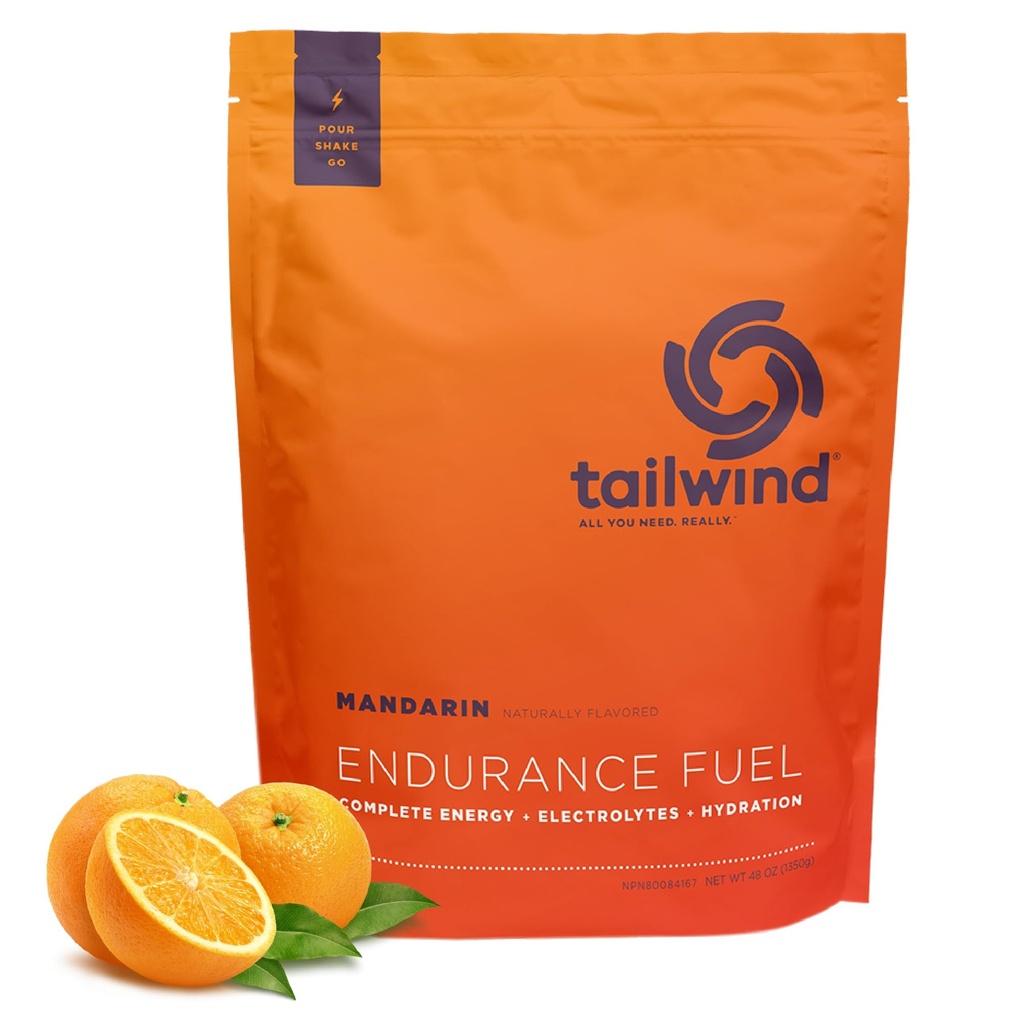 Tailwind Nutrition Endurance Fuel, Carbohydrate & Electrolyte Sports Drink Mix Powder, Gluten-Free, Vegan, Mandarin, 50 portioner