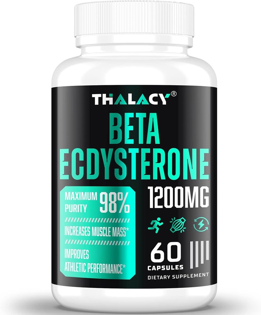 1200MG Beta Ecdysterone Supplement, 98% Maximal Purity Ecdysterone Supplements för Lean Muscle Mass, Athletic Performance & Strength, 60 kapslar