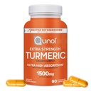 Gurkmeja Curcumin kapslar, Qunol med Ultra High Absorption 1500mg, gemensamt stöd, kosttillskott, extra styrka, 90 vegetariska kapslar