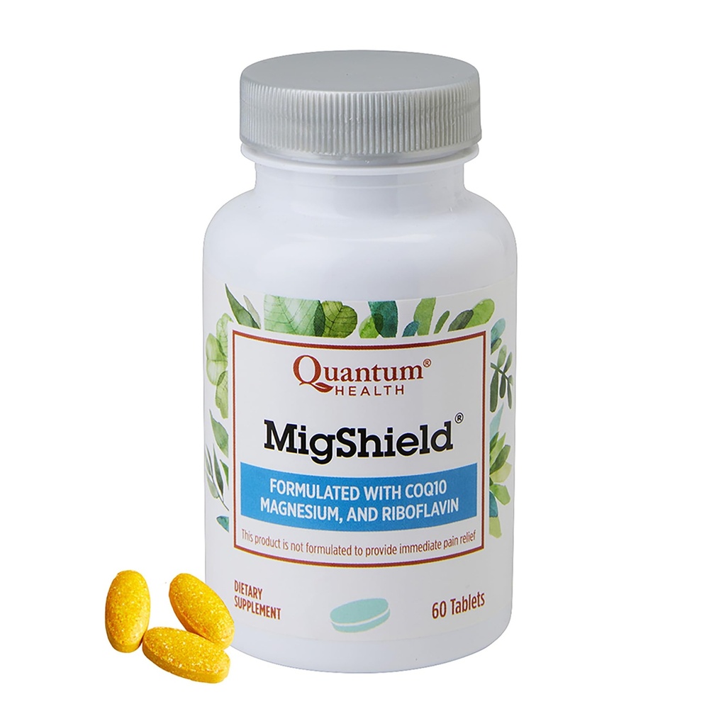 Quantum Health MigShield Magnesium Supplement med Riboflavin & CoQ10 hjälper till att främja korrekt funktion av hjärnhjärta och muskler dagliga näringsämnen för kvinnor och män - 60 tabletter