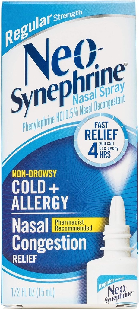 Neo-Synephrine Nasal Decongestant Spray Regelbunden Styrka 0,50 oz (PACK OF 3)