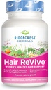 RidgeCrest Herbals Hair ReVive, Nutritional Hair Supplement med vitamin C, Biotin (6000mcg), Zink och koppar, hår vitaminer för kvinnor att stödja hälsosamt hår, hud och naglar (120 Caps, 30 portioner)