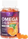 Omega 3 6 9 Gummies - Vegan Omega 3 Supplement Gummy - Essential Fatty Acids Oil 369 Complex Heart Support & Brain Support för kvinnor, män och graviditet, Fish Free Non-GMO, Orange smaksatt - 60 Gummies