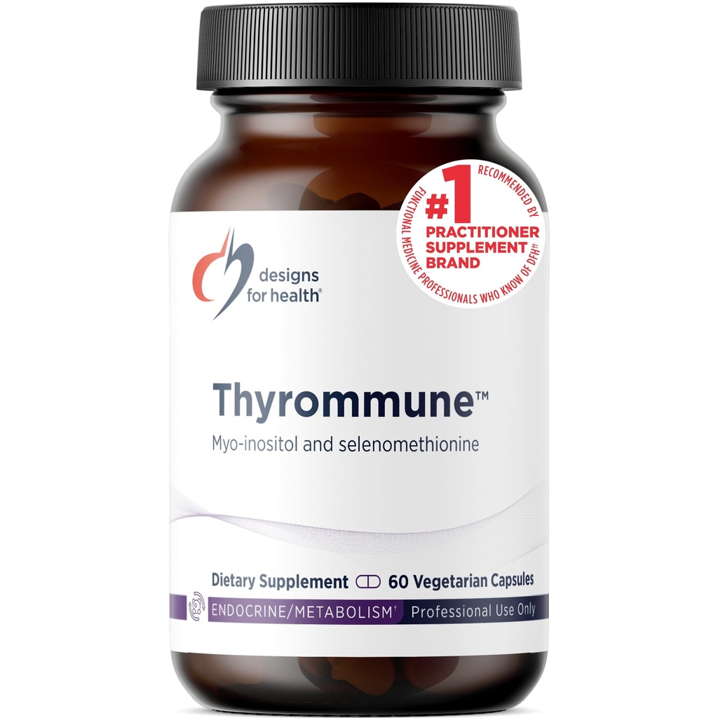 Design för hälsa Thyrommune - Thyroid Support Supplement med Selen (Selenomethionine) + Myo-Inositol - Vegan & Gluten-Free (60 kapslar)