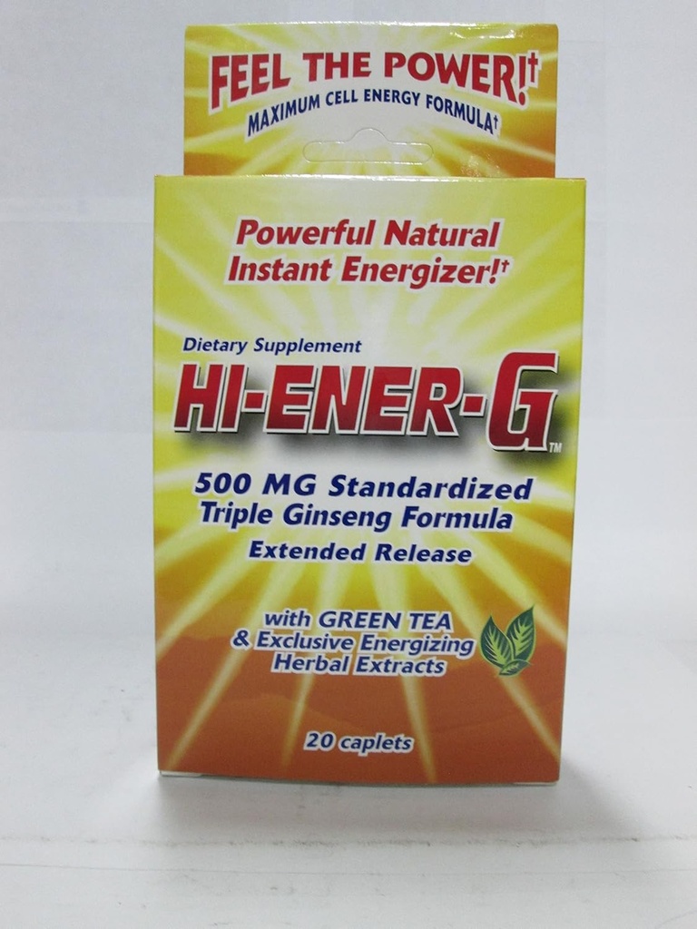 Windmill Health Products Hi-Ener-G Triple Ginseng Supplement Caplets, 500 mg, 20-Count Packages (Pack of 3)