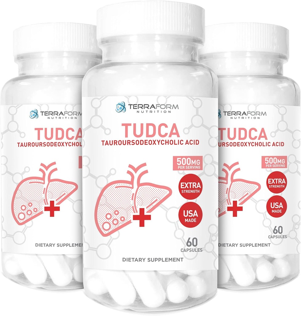 (3 Pack) Terraform Pure TUDCA (Tauroursodeoxycholic Acid) - 500 mg Per servering - Pure Liver Support & Health - 60 kapslar