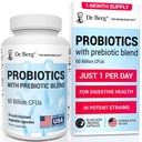 Dr Berg Probiotic Supplement (60 miljarder CFU) - Hjälper till att lindra yrkesmässig förstoppning, Diarré, Gas & Bloating * - Pre och Probiotika för Digestive Health - 30 Probiotiska kapslar