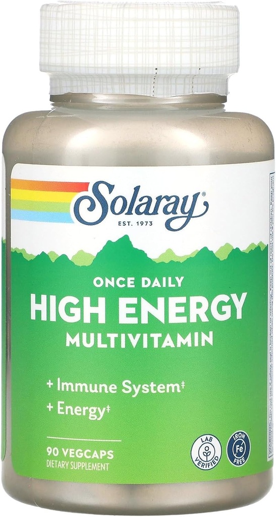 Solaray - När daglig hög energi W / O järn, 90 kapslar