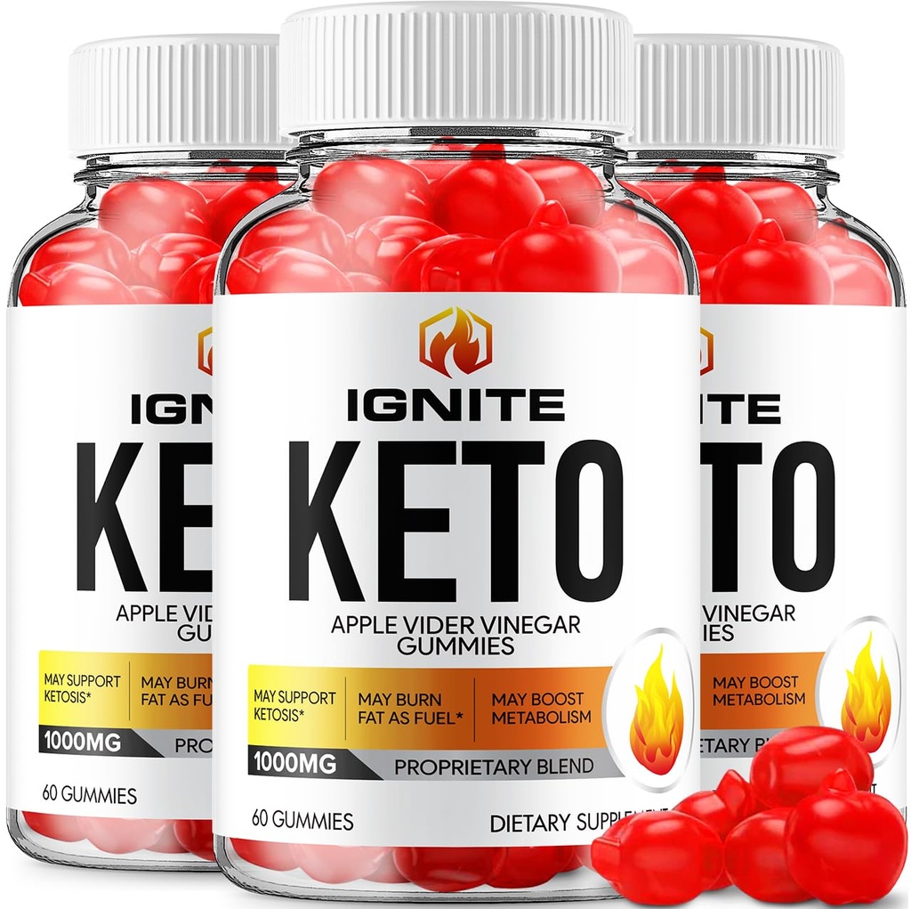 (3 Pack) Ignite Keto ACV Gummies - Avancerad Formel Ignite Keto Plus ACV Gummies Apple Cider Vinegar Ignite ACV Dietary Supplement (180 Gummies)
