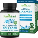 ForestLeaf Multi Collagen Pills - Collagen Män & Collagen Kvinnor - Hydrolyserade Kollagentillskott med vitamin C & Hyaluronsyra - Kollagenkapslar för hår, hud och naglar (240 Peptide kapslar)