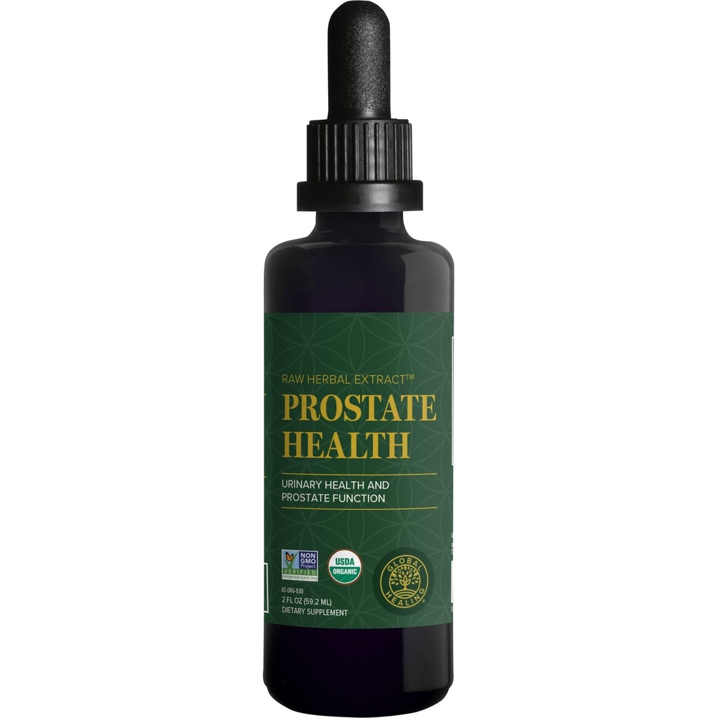 Global Healing Organic Prostate Health - Mens Health Supplement - Prostate Supplements Hjälp Urinary Bladder Control, Frequent Urination Relief minskar badrumsresor - 2 Fl Oz