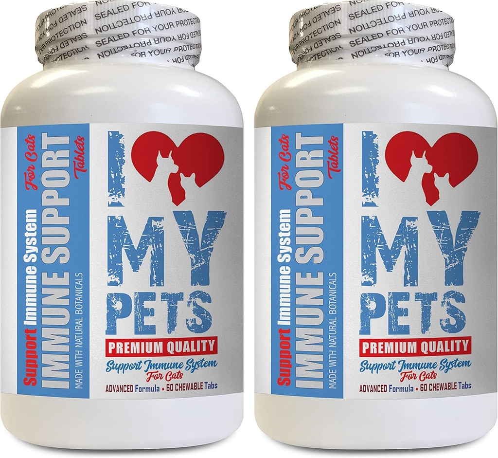 Jag älskar MIN PETS LLC Allergy Relief för katter - CAT Immune Support - Booster - Hälsosam tillskott - Mjölk Dennatel för katt - 120 behandlingar (2 flaskor)