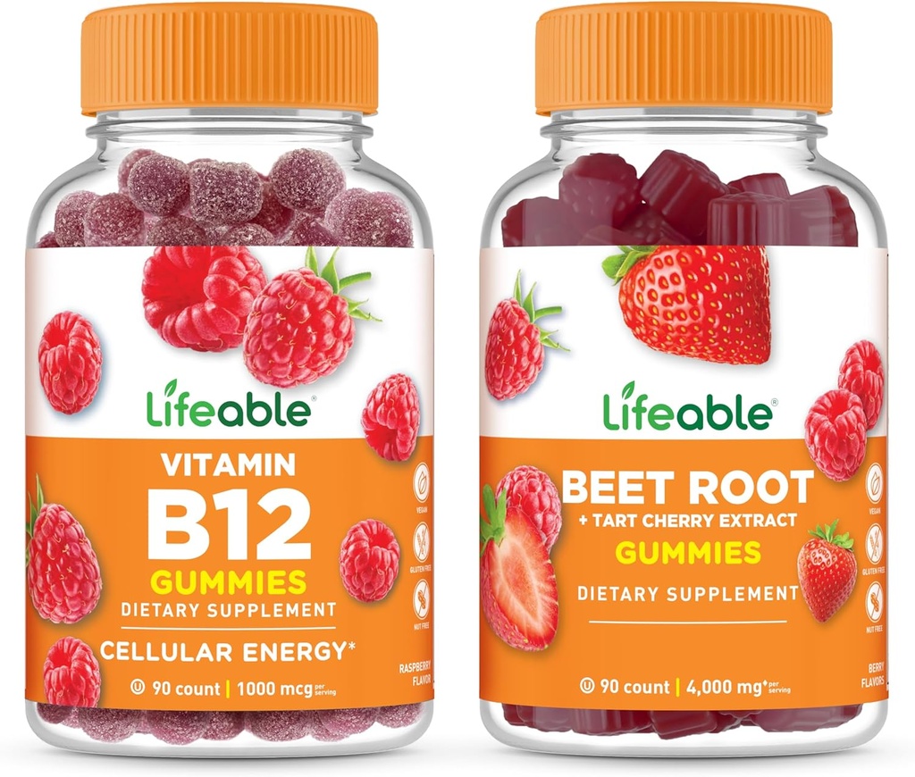 Livlig vitamin B12 + Beet Root, Gummies Bundle - Great Tasting, Vitamin Supplement, Gluten Free, GMO Free, Chewable