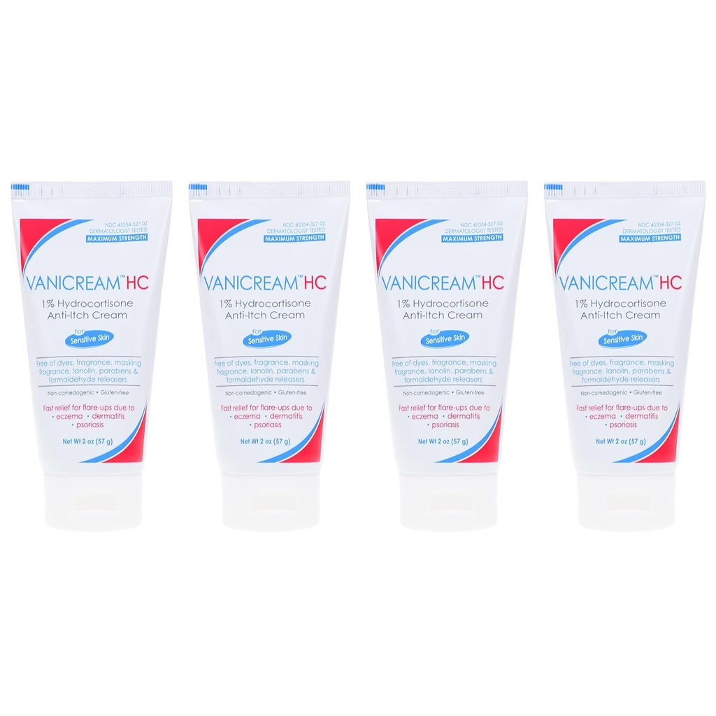 Vanicream HC 1% Hydrokortison Anti-Itch Cream - 2 oz, Pack 4