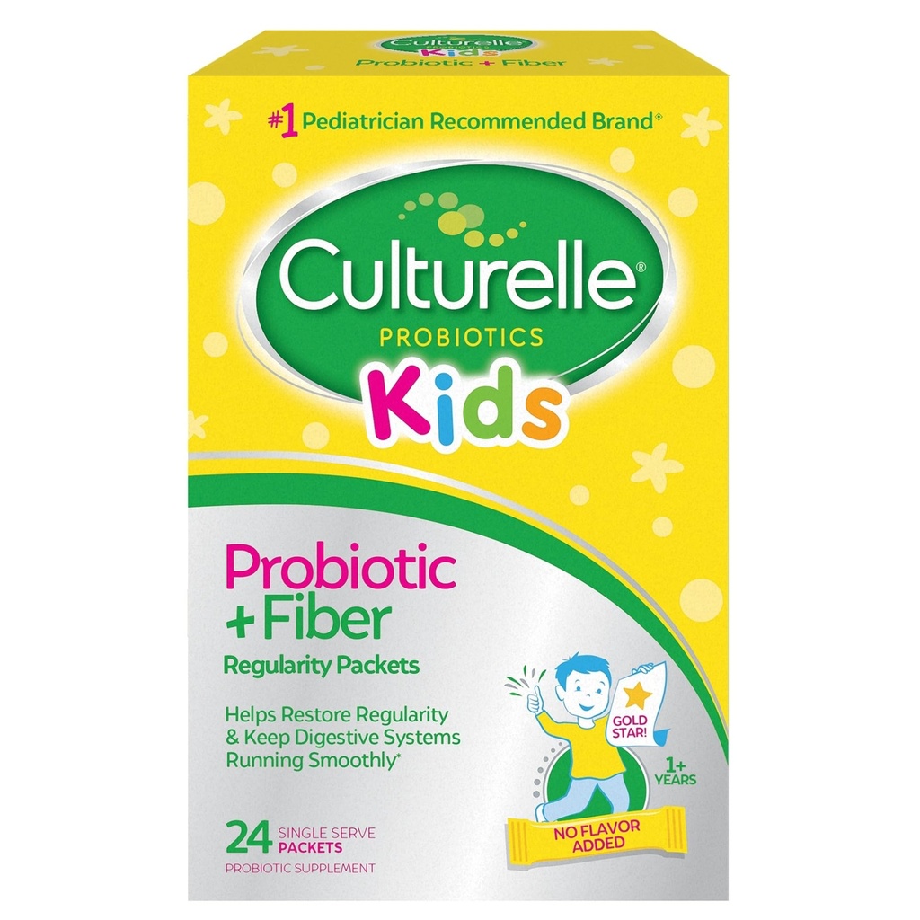 Culturelle Kids Probiotic + Fiber Packets (åldrar 3 +) - 24 greve - Digestive Health & Immune Support - Hjälper till att återställa reglering (Packaging kan variera)