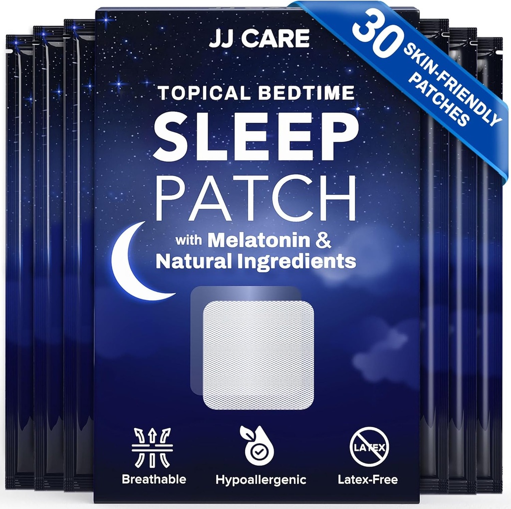 JJ CARE Sleep Patches 30 PCS, Sleep Aids for Adults Extra Strength, Natural and Toxin-Free Sleep Patch, Melatonin Patch för daglig användning, Melatonin Natural Patch for Sleep Support