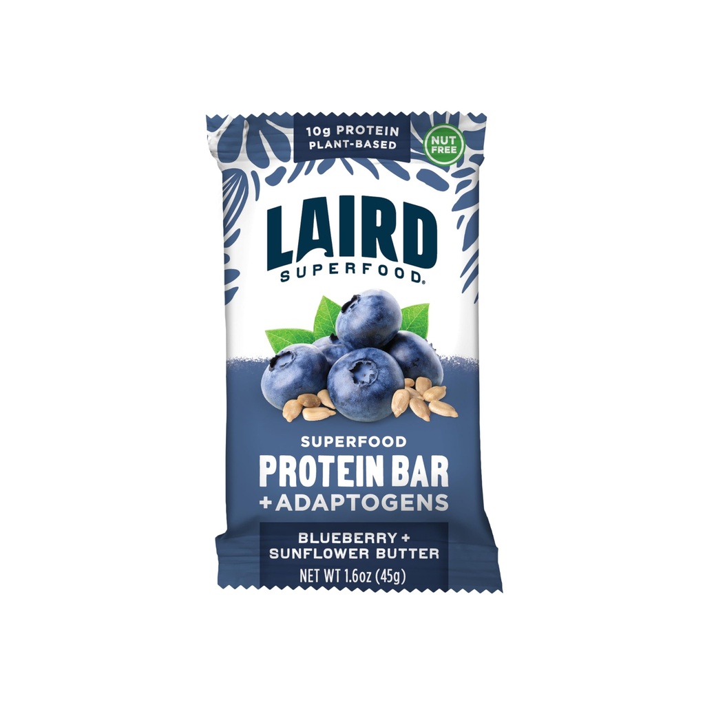 Laird Superfood Functional Protein Bars, Protein Bar men bättre med riktiga ingredienser, funktionella svampar 10g Plant-Based Protein, 6g Fiber, Blueberry Sunflower Butter, 10 Count (Pack av 1)