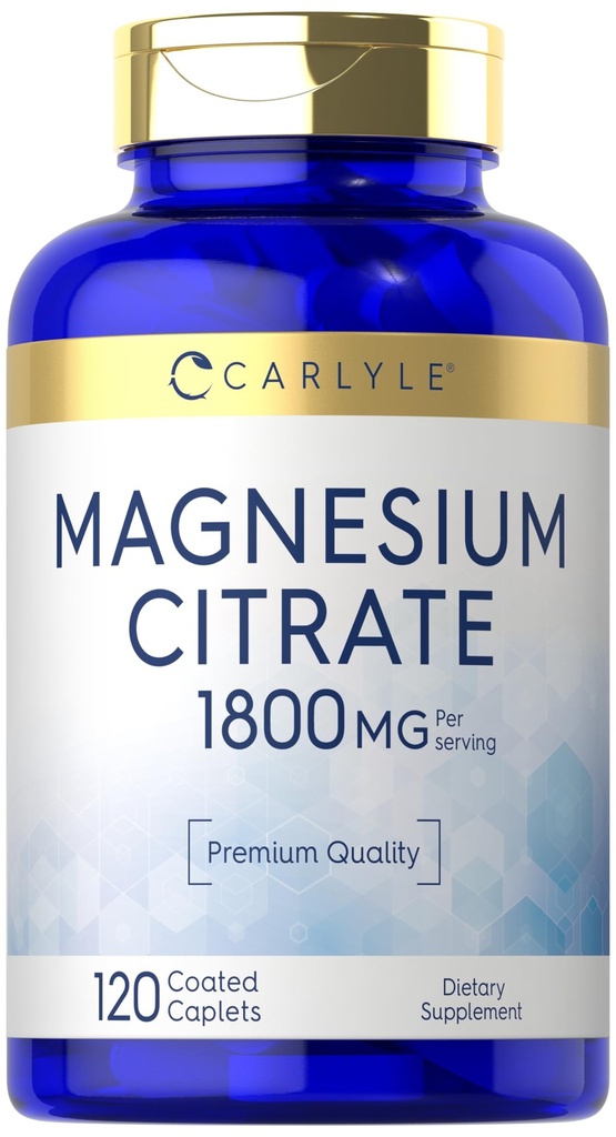 Carlyle Magnesium Citrate | 1,800mg | 120 Coated Caplets | Vegetarian, icke-GMO och Gluten fri tillägg