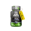 ORZAX Black Seed Oil Cold Tryckt 100% ren | Non-GMO - Rik i Omega 3 6 9 & Thymoquinone | Svart Cumin Nigella Sativa Oil för immunstöd, hår, hud, ansikte (500 mg - 60 Softgel kapslar)