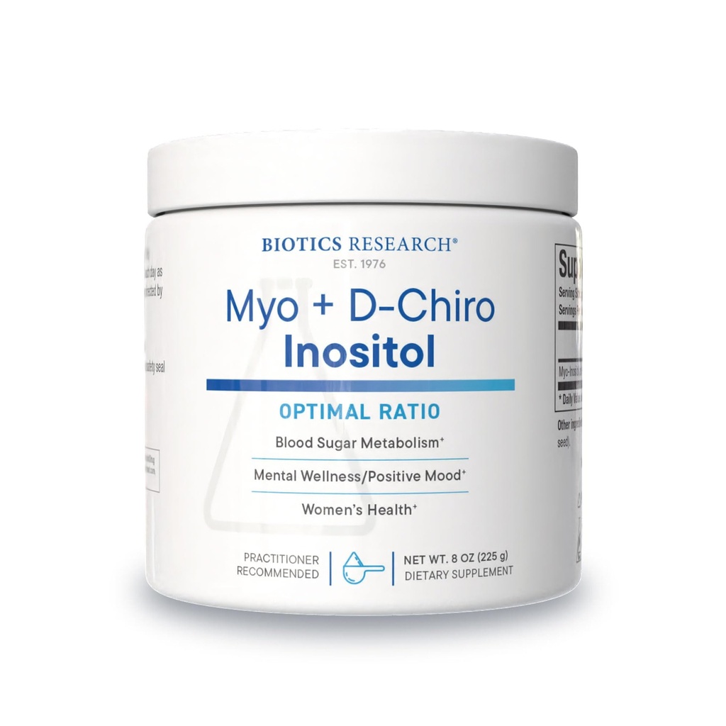 Biotics Research Balanced B8 Powder, Myo inositol och D Chiro inositol, 40:1 Ratio, Women's Health, Neural Communication, Fat Metabolism, Vascular Health, Hair Growth 8 Ounces