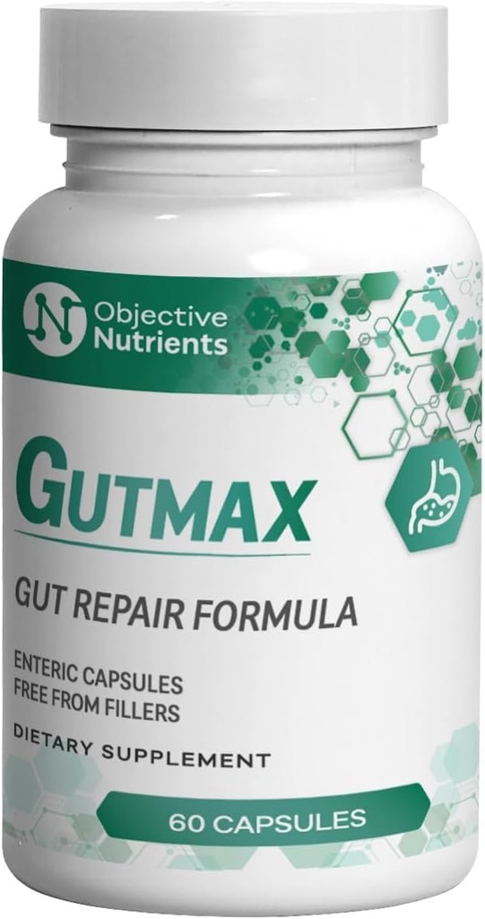 Gutmax Gut Repair Formel med Lactoferrin och Butyrate, Enteric Capsules, No Fillers eller Flow Agents, 60 Count