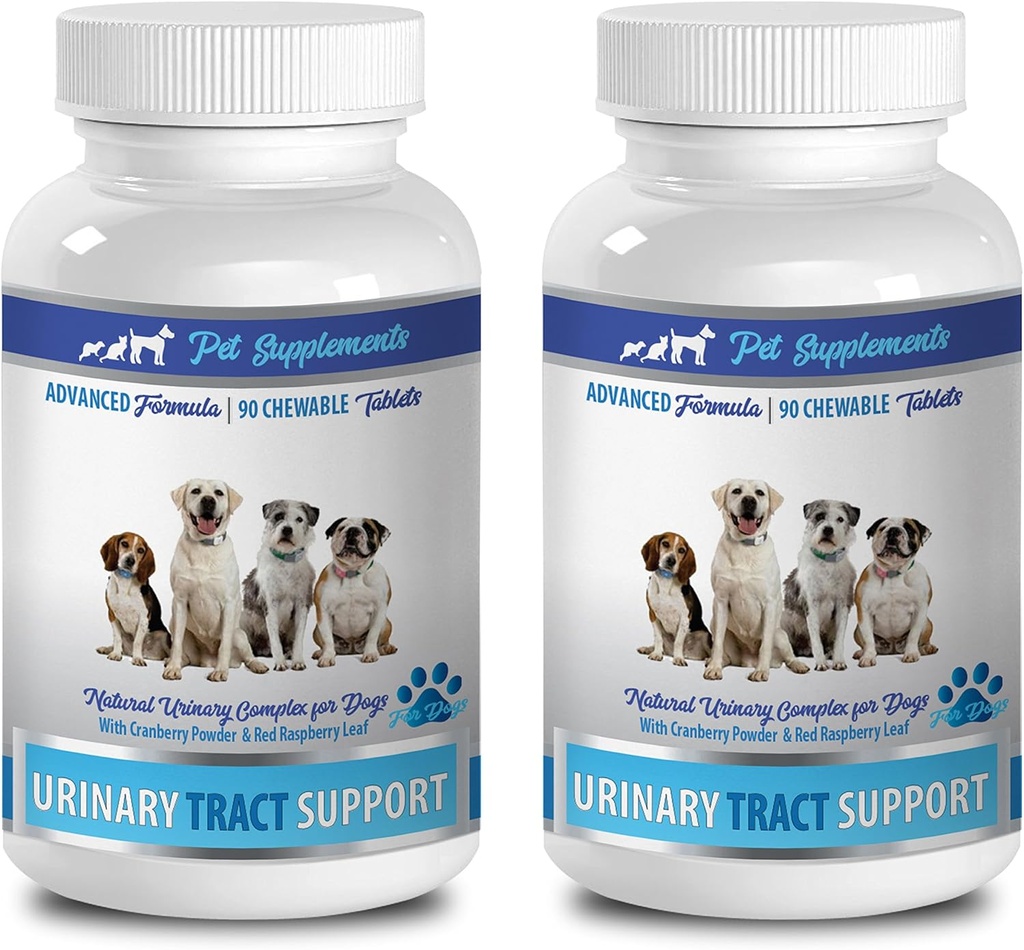 hundblåsan inkontinens tuggabler - DOG URINARY TRACT SUPPORT - NATURAL CRANBERRY SOLUTION - BLADDER HEALTH - VET RECOMMENDED - hund tranbär extrakt - 2 flaska (180 behandlingar)